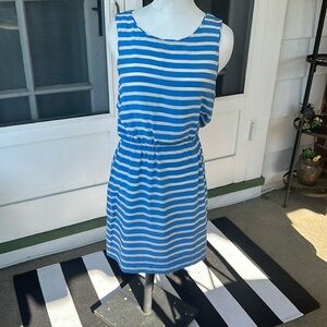 J. Crew silk blue and white stripped summer dress -Size 6